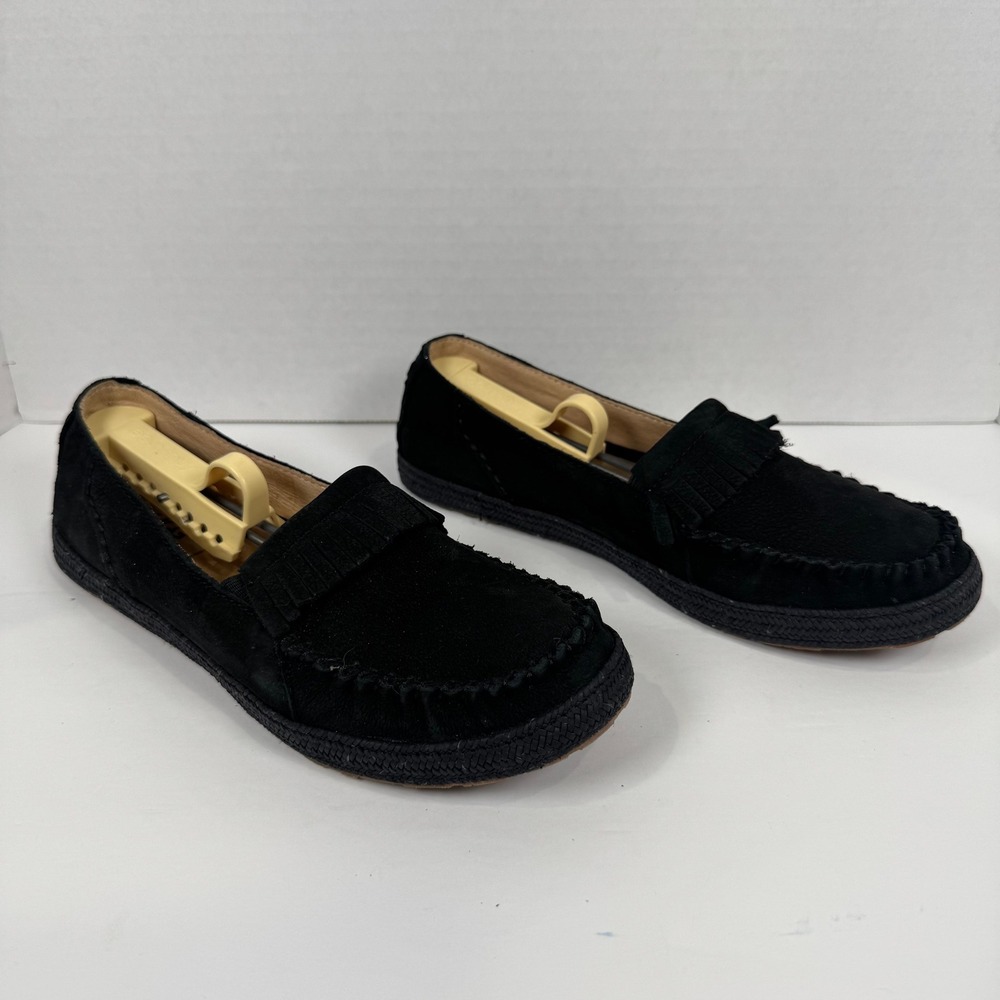 UGG Marrah Loafers Women 7 Black Leather Fringed Kiltie New No Box